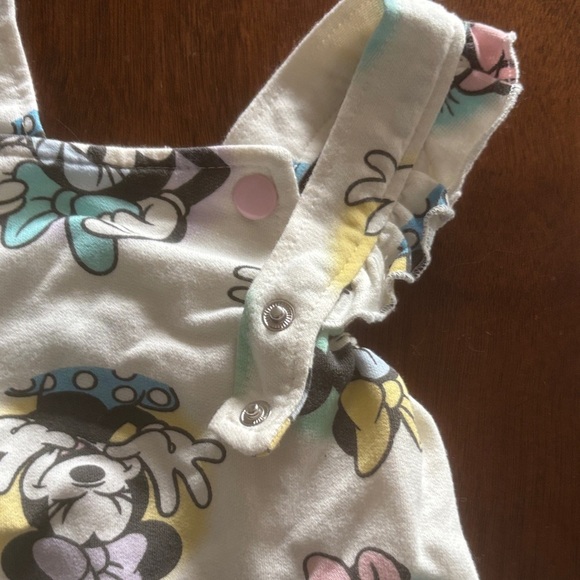 DISNEY BABY EUC GIRL SUMMER MINNIE MOUSE ONE PIECE OVERALLS SIZE 18 MONTHS - Picture 2 of 3